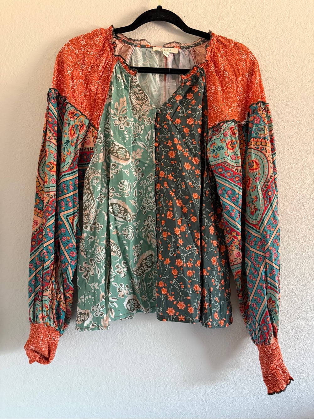 Oli And Hali Top Blouse Patchwork Boho Artsy Colorful